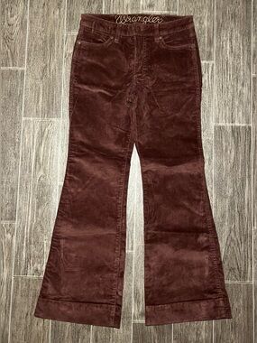 Wrangler Retro High Rise Trouser Flare Corduroy Pants Brown Womens 27x30